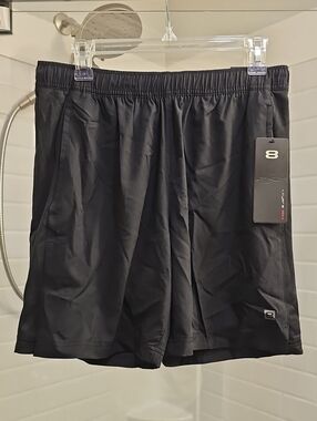 Layer 8 Black Men’s Athletic Shorts with Mesh Side Panels. NWT.